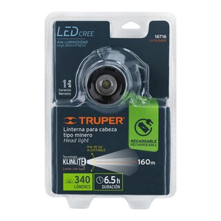 Foto 3 | Linterna de Minero Truper LI-CA-340R color Negro 1 LED 340 LM Recargable
