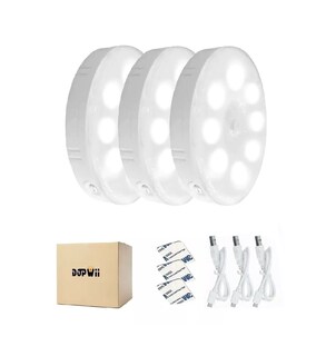 Foto 2 | Sensor De Movimiento Luces Nocturnas Usb Recargables 3 Pieza Blanco