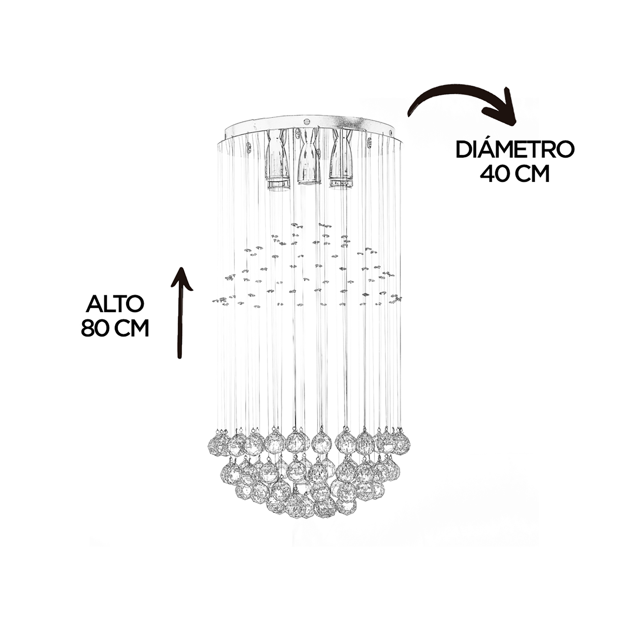 Foto 5 | Candil Colgante Gamalux William Krystal Esfera Partida de 5 Luces