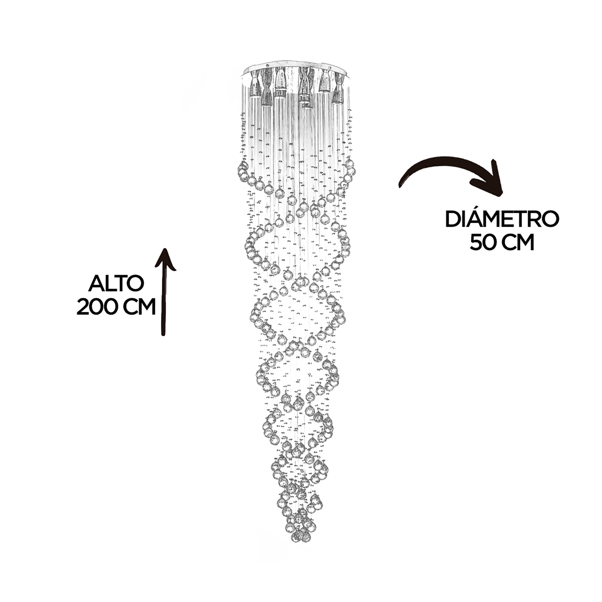 Foto 7 pulgar | Candil Colgante Gamalux Williams Krystal Doble Espiral De 9 Luces