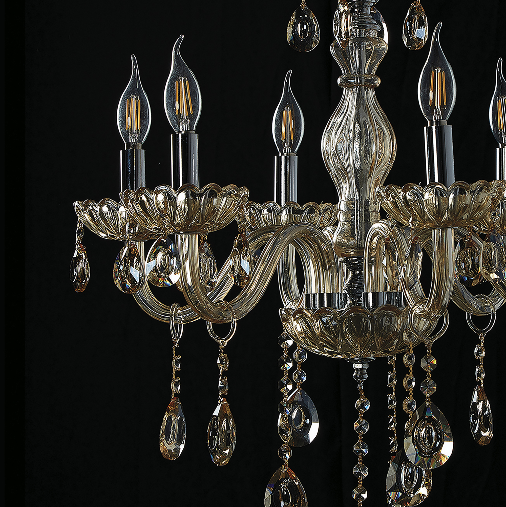 Foto 5 pulgar | Candil Colgante Gamalux Palace Cristal Ámbar De 6 Luces