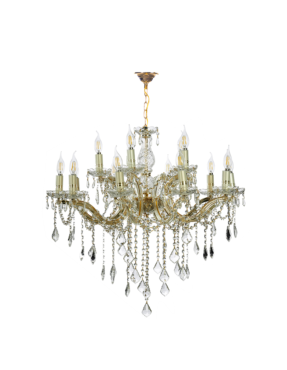 Foto 1 | Candil Colgante Gamalux María Theresa Cristal de 15 Luces Dorado