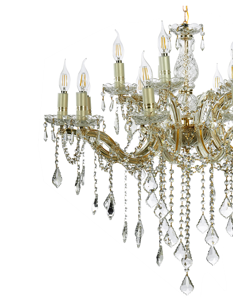 Foto 2 | Candil Colgante Gamalux María Theresa Cristal de 15 Luces Dorado