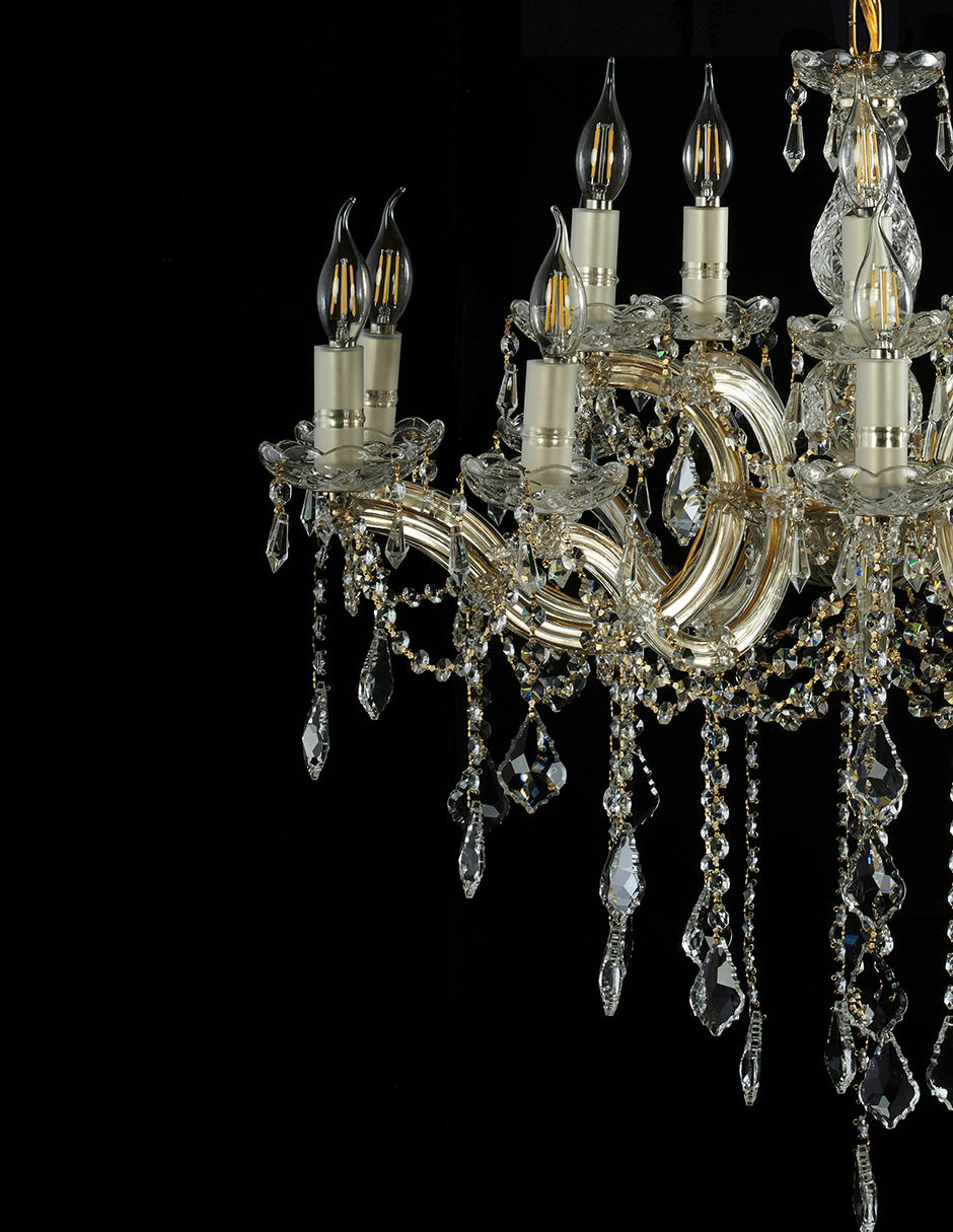 Foto 4 | Candil Colgante Gamalux María Theresa Cristal de 15 Luces Dorado