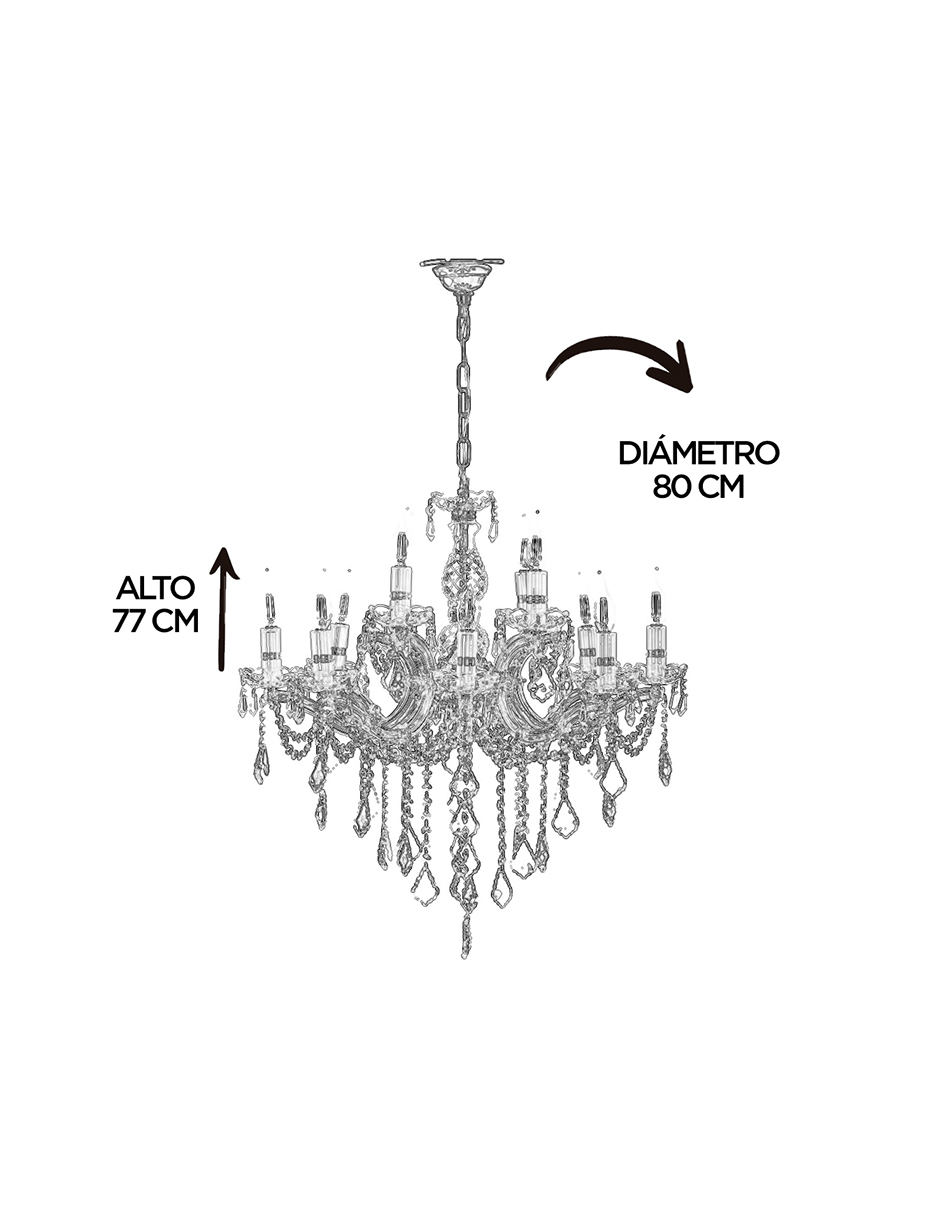 Foto 5 | Candil Colgante Gamalux María Theresa Cristal de 15 Luces Dorado