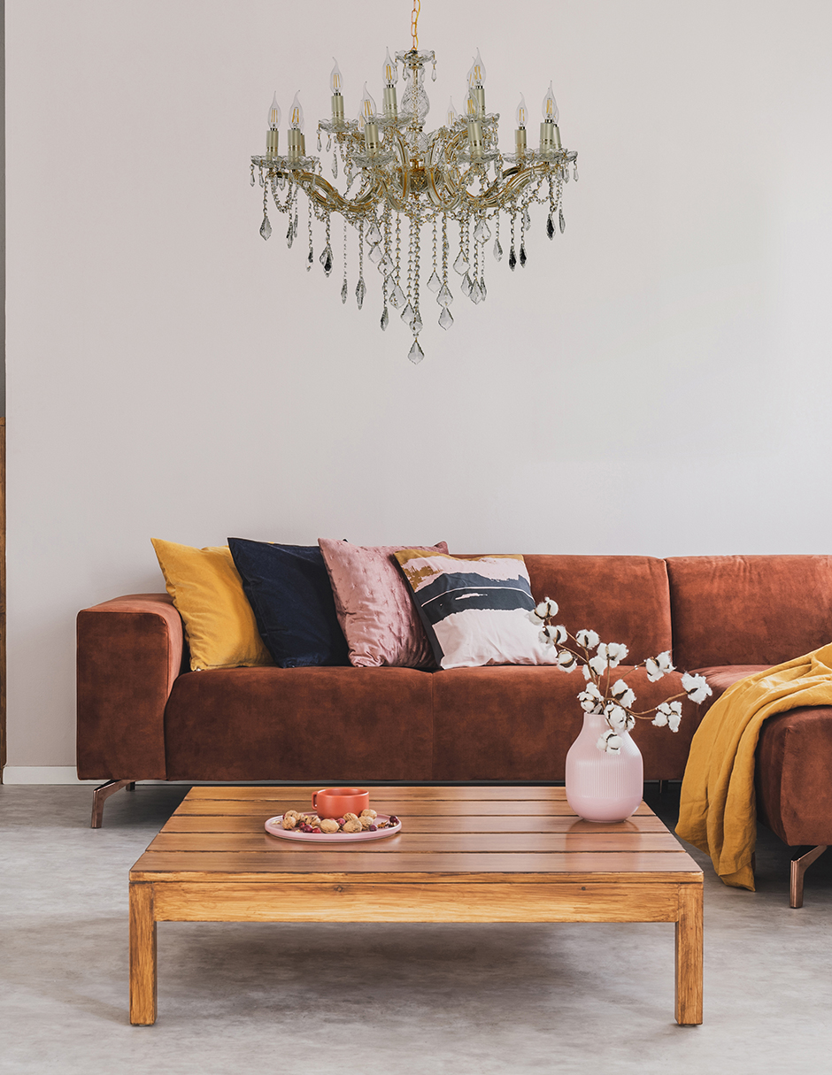 Foto 6 | Candil Colgante Gamalux María Theresa Cristal de 15 Luces Dorado