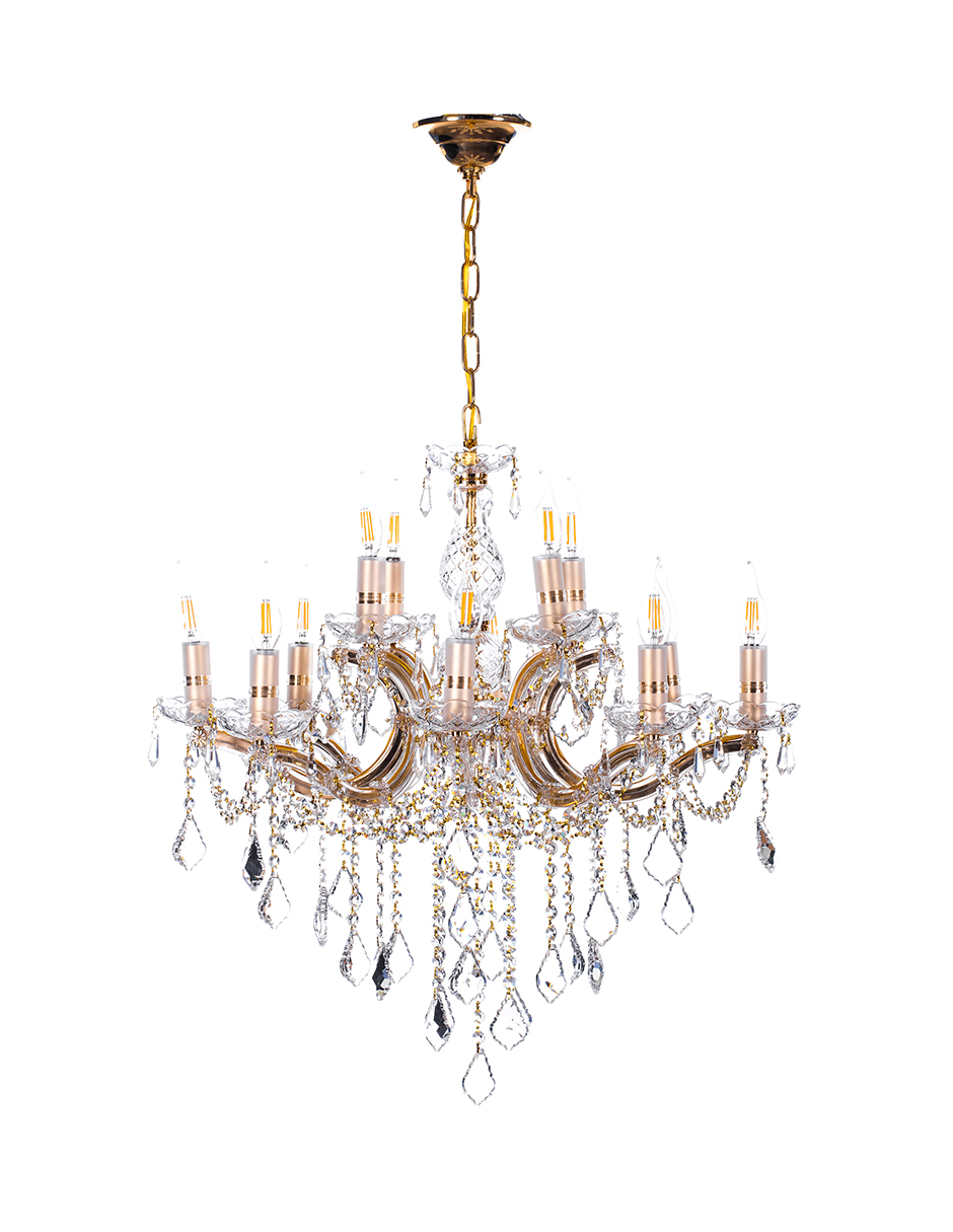 Foto 1 | Candil Colgante Gamalux María Theresa Cristal de 12 Luces Dorado