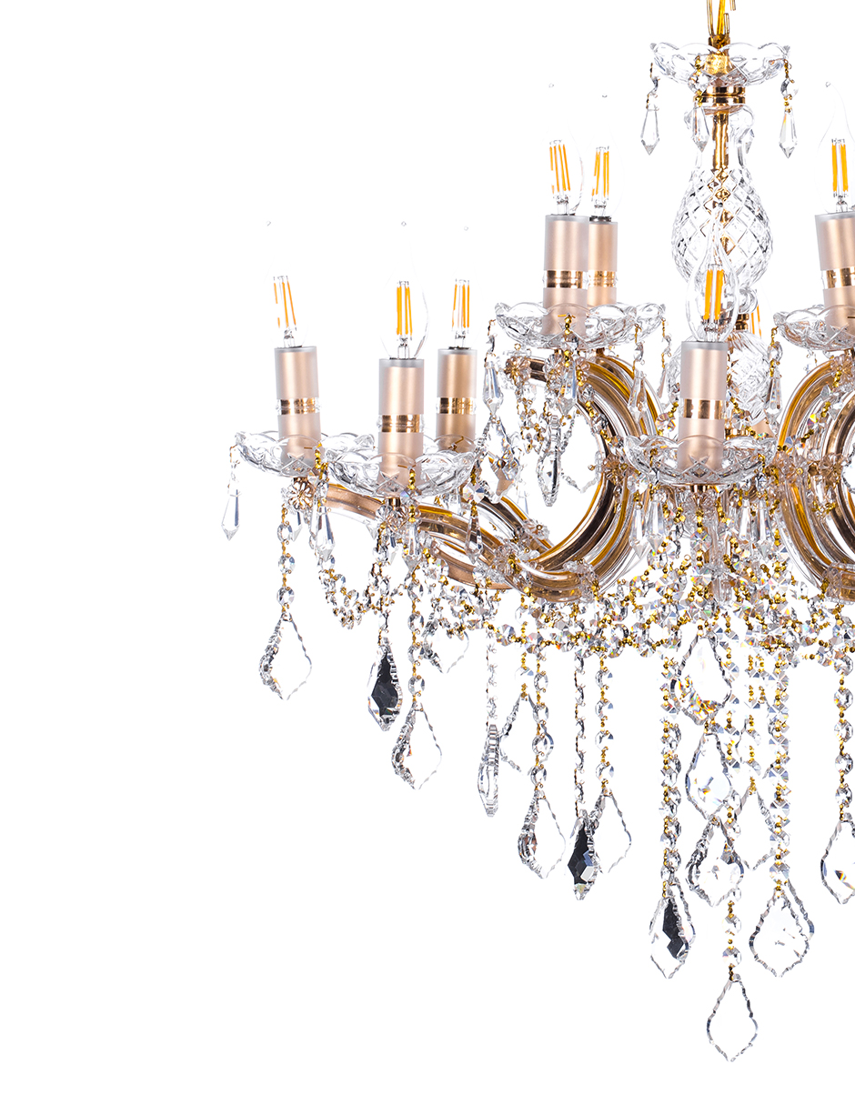 Foto 2 | Candil Colgante Gamalux María Theresa Cristal de 12 Luces Dorado