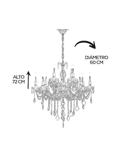 Foto 5 | Candil Colgante Gamalux María Theresa Cristal de 12 Luces Dorado