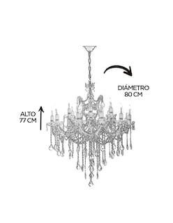 Foto 5 | Candil Colgante Gamalux María Theresa Cristal de 19 Luces Cromado