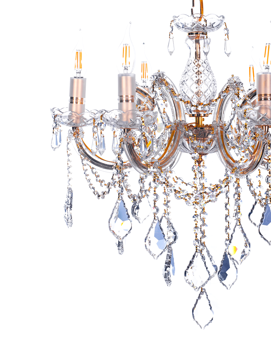 Foto 2 | Candil Colgante Gamalux María Theresa Cristal de 6 Luces Dorado