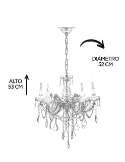 Foto 5 | Candil Colgante Gamalux María Theresa Cristal de 6 Luces Dorado