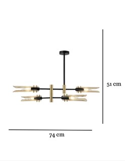 Foto 3 | Candil Vintage Iluminación Luz Vic Pantalla Ámbar 4 Luces