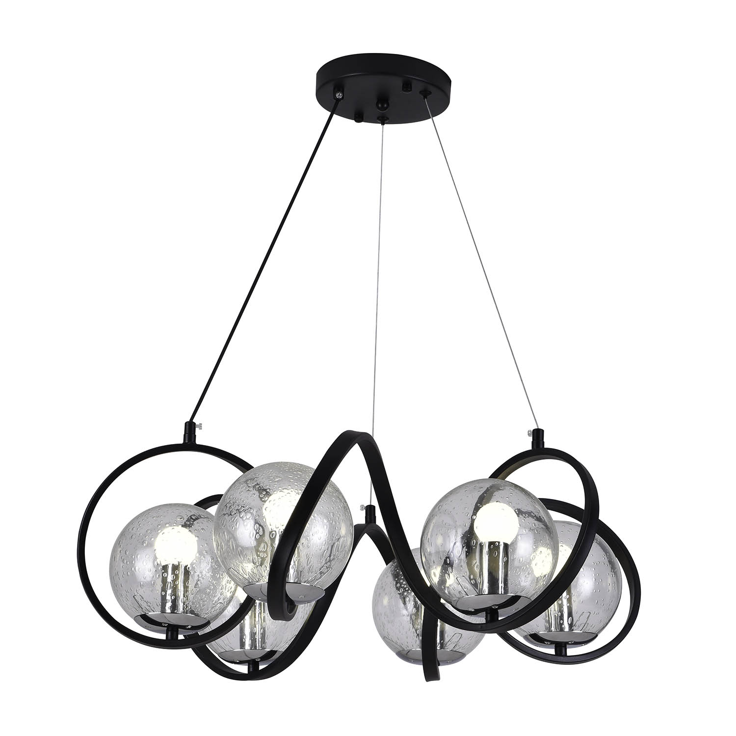 Foto 2 pulgar | Lámpara Candil Colgante Esferas De Cristal Tendo Luxica Lighting Negro Cromo