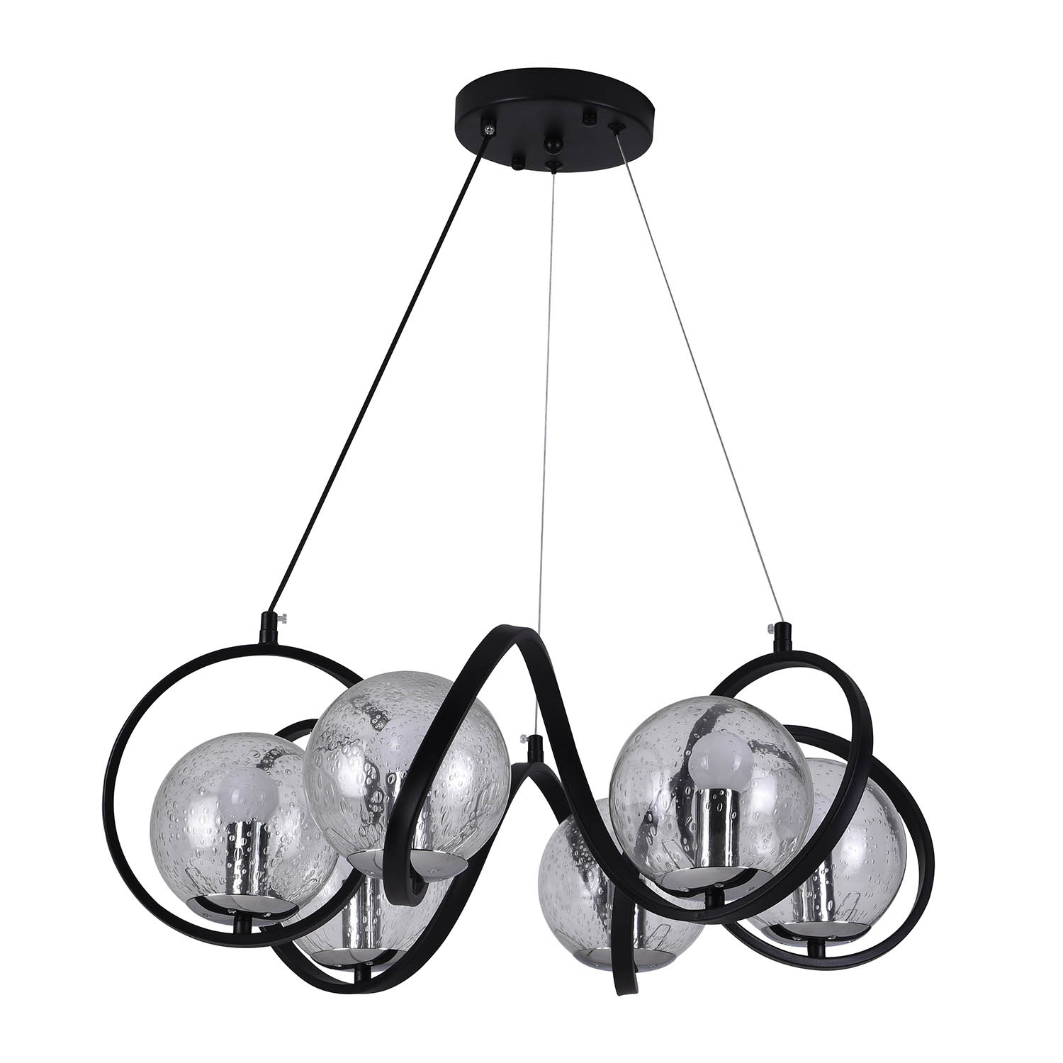 Foto 3 pulgar | Lámpara Candil Colgante Esferas De Cristal Tendo Luxica Lighting Negro Cromo