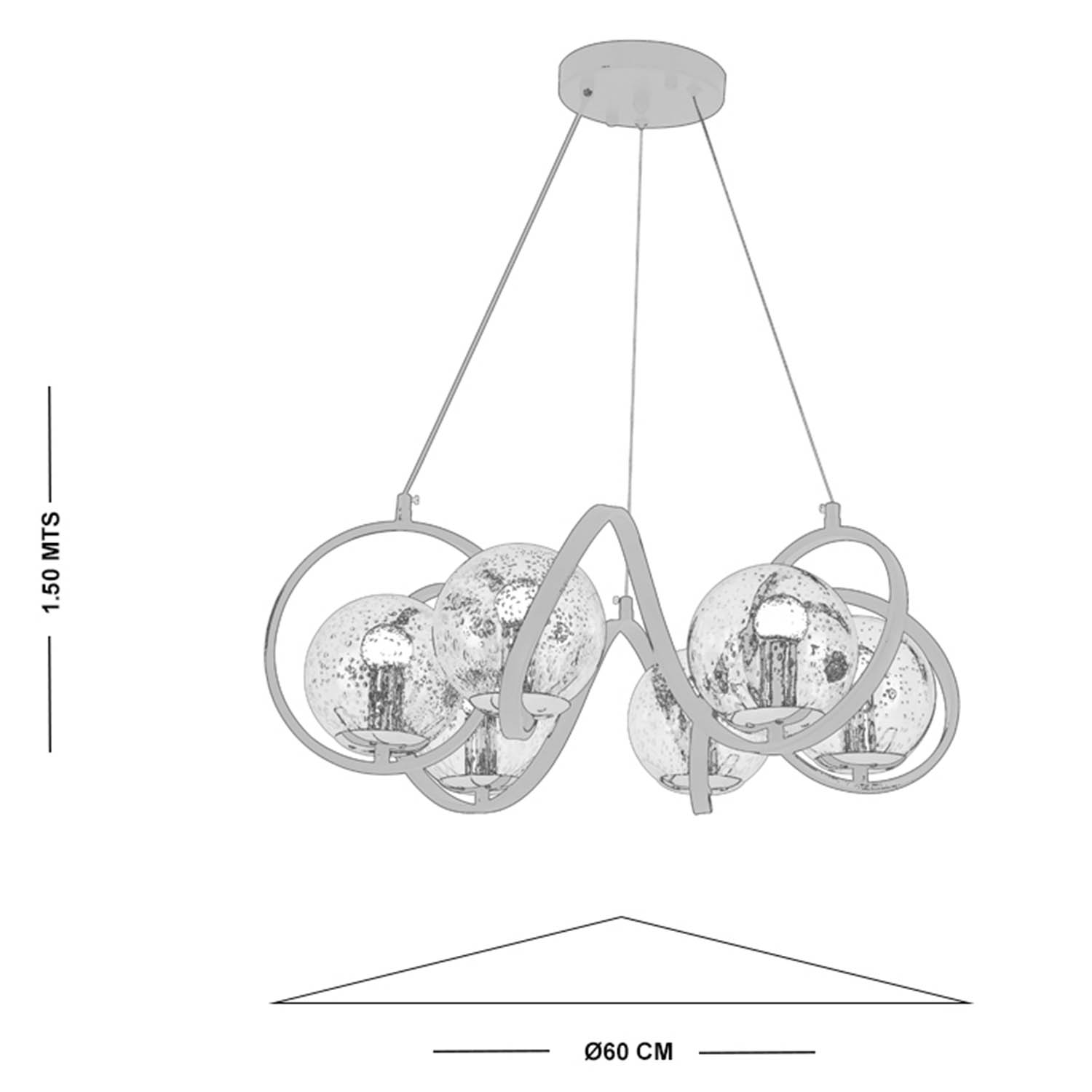 Foto 4 pulgar | Lámpara Candil Colgante Esferas De Cristal Tendo Luxica Lighting Negro Cromo