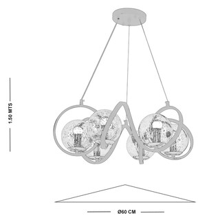 Foto 3 | Lámpara Candil Colgante Esferas De Cristal Tendo Luxica Lighting Negro Cromo