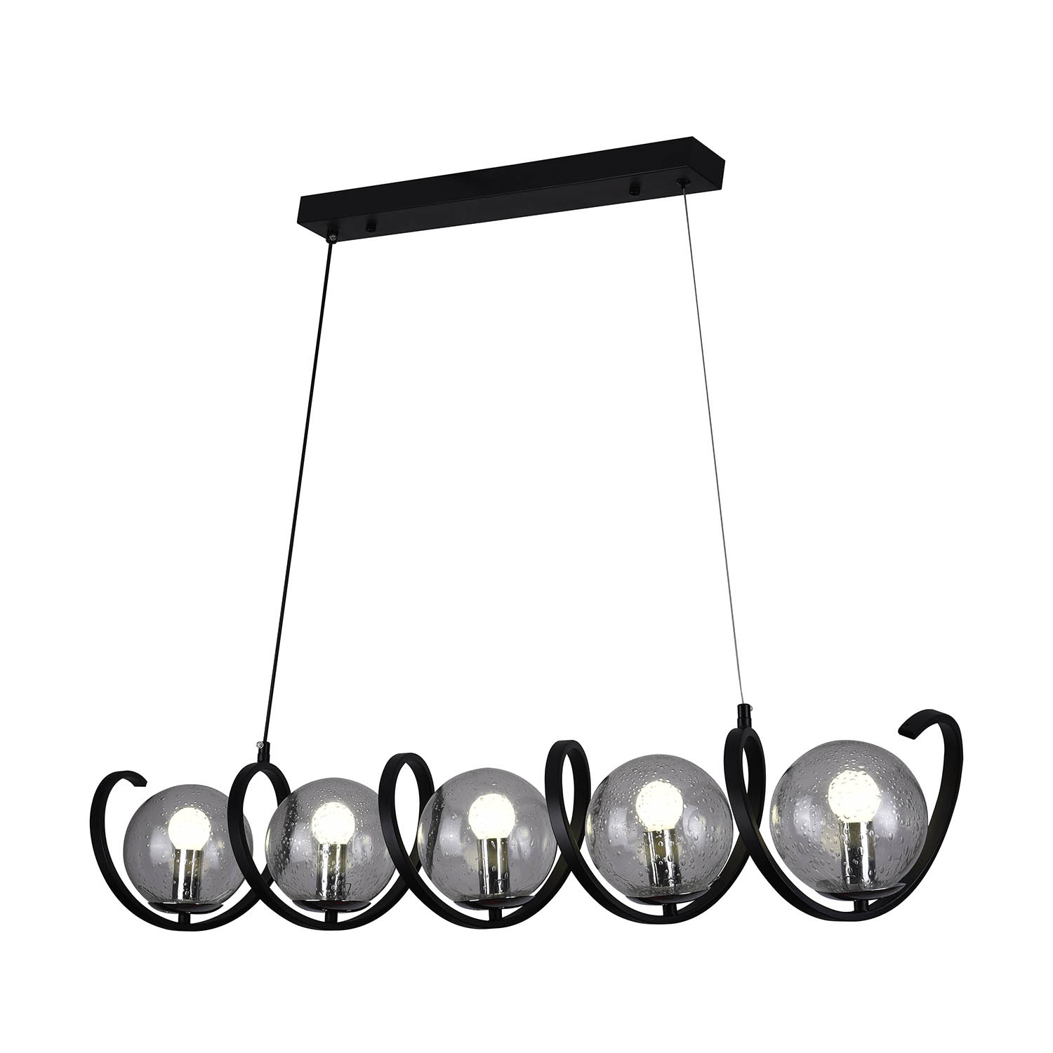 Lámpara Candil Colgante Esferas De Cristal Larmes Luxica Lighting Negro Cromo