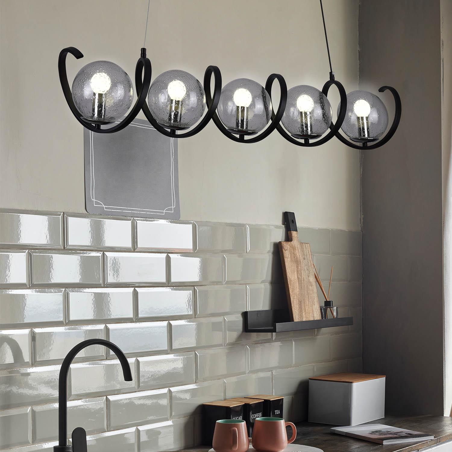 Foto 5 pulgar | Lámpara Candil Colgante Esferas De Cristal Larmes Luxica Lighting Negro Cromo