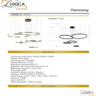 Foto 7 | Lámpara Candil Colgante Led Harmony Luxica Lighting Cromo
