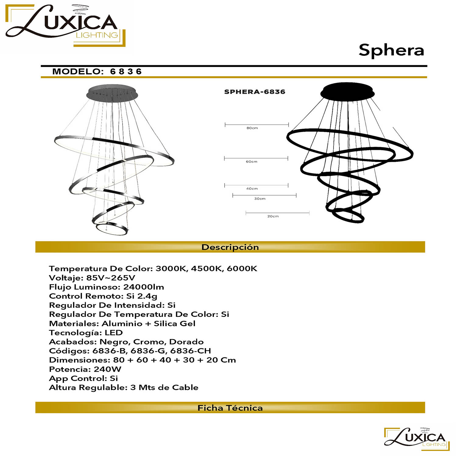 Foto 9 pulgar | Lámpara Candil Luxica Lighting Dorada