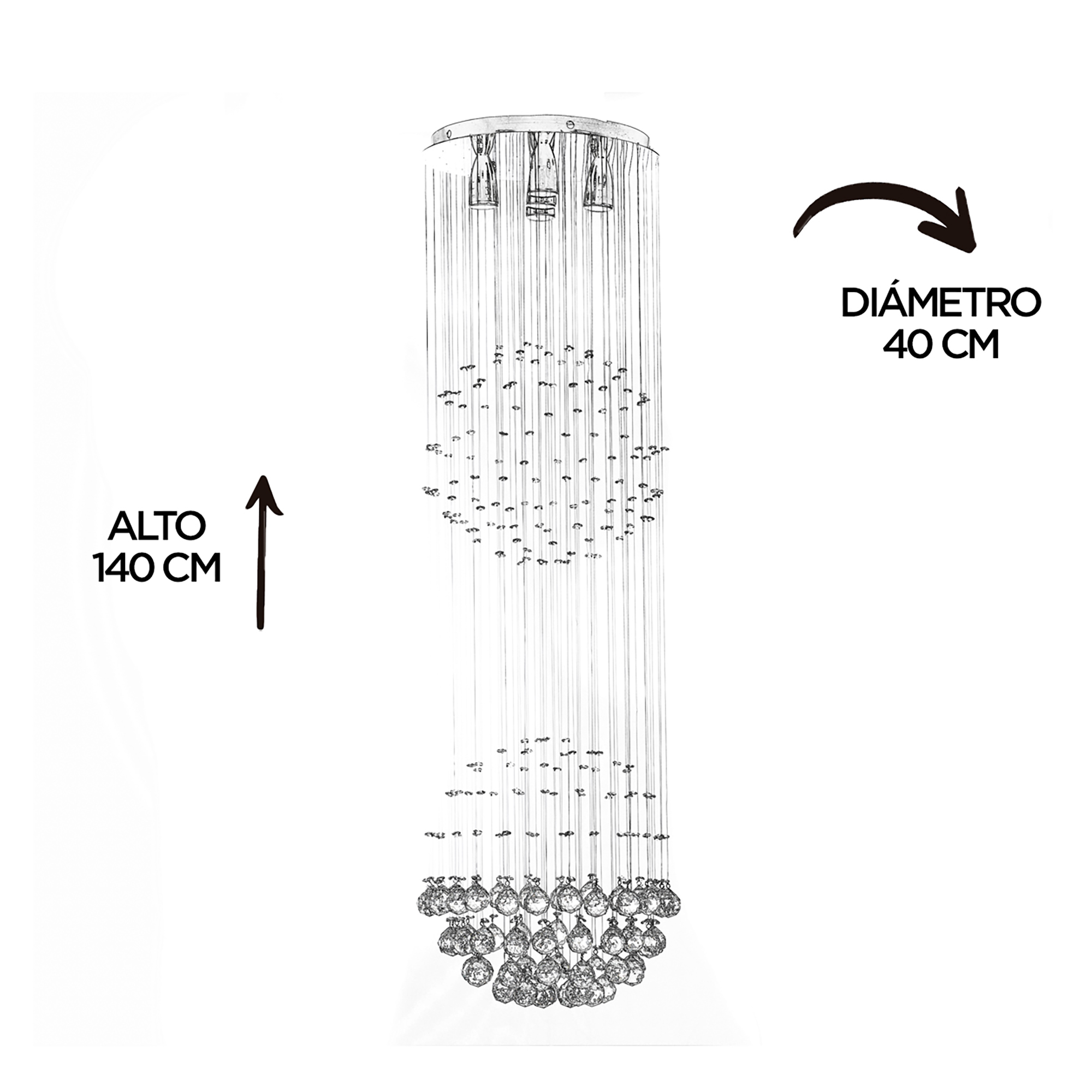Foto 6 pulgar | Candil Colgante Gamalux Williams Krystal Doble Esfera De 5 Luces