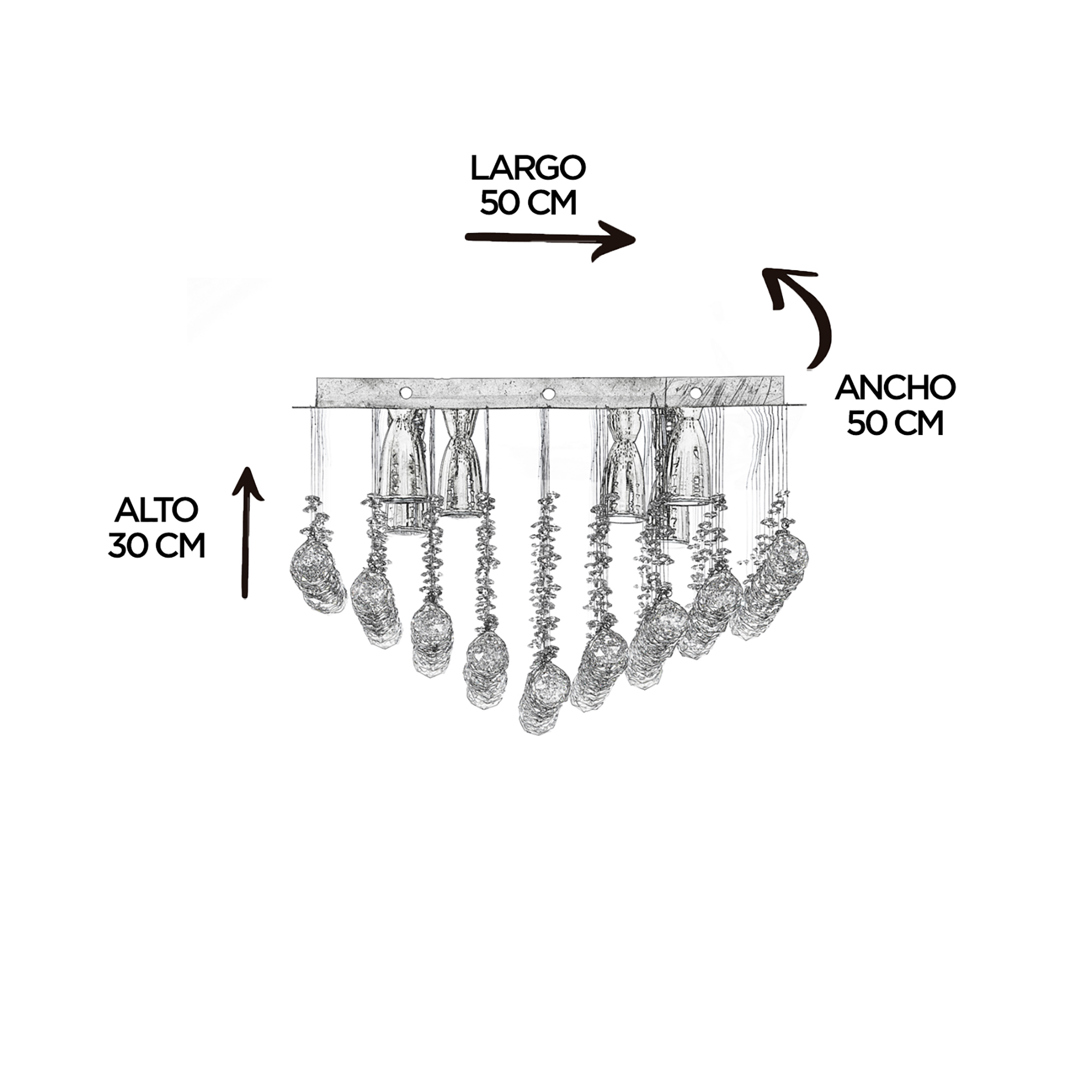 Foto 5 | Candil Colgante Gamalux Williams Krystal Plafón de 6 Luces