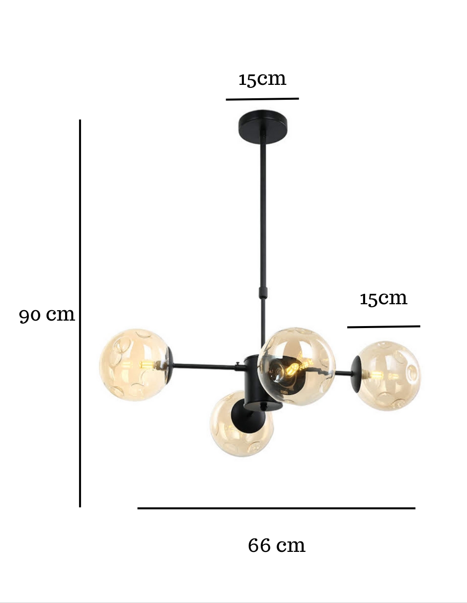 Foto 3 | Lámpara Colgante Átomo 4 Luces Moderna de Alta Calidad en color Negro