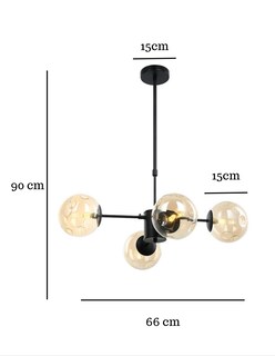 Foto 3 | Lámpara Colgante Átomo 4 Luces Moderna de Alta Calidad en color Negro