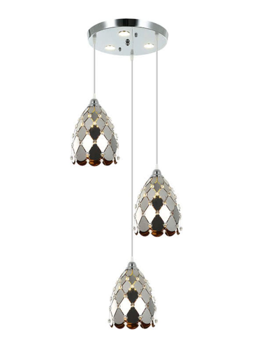 Lámpara Candil Lirio 3 Luces LED para Decorar - Plateada