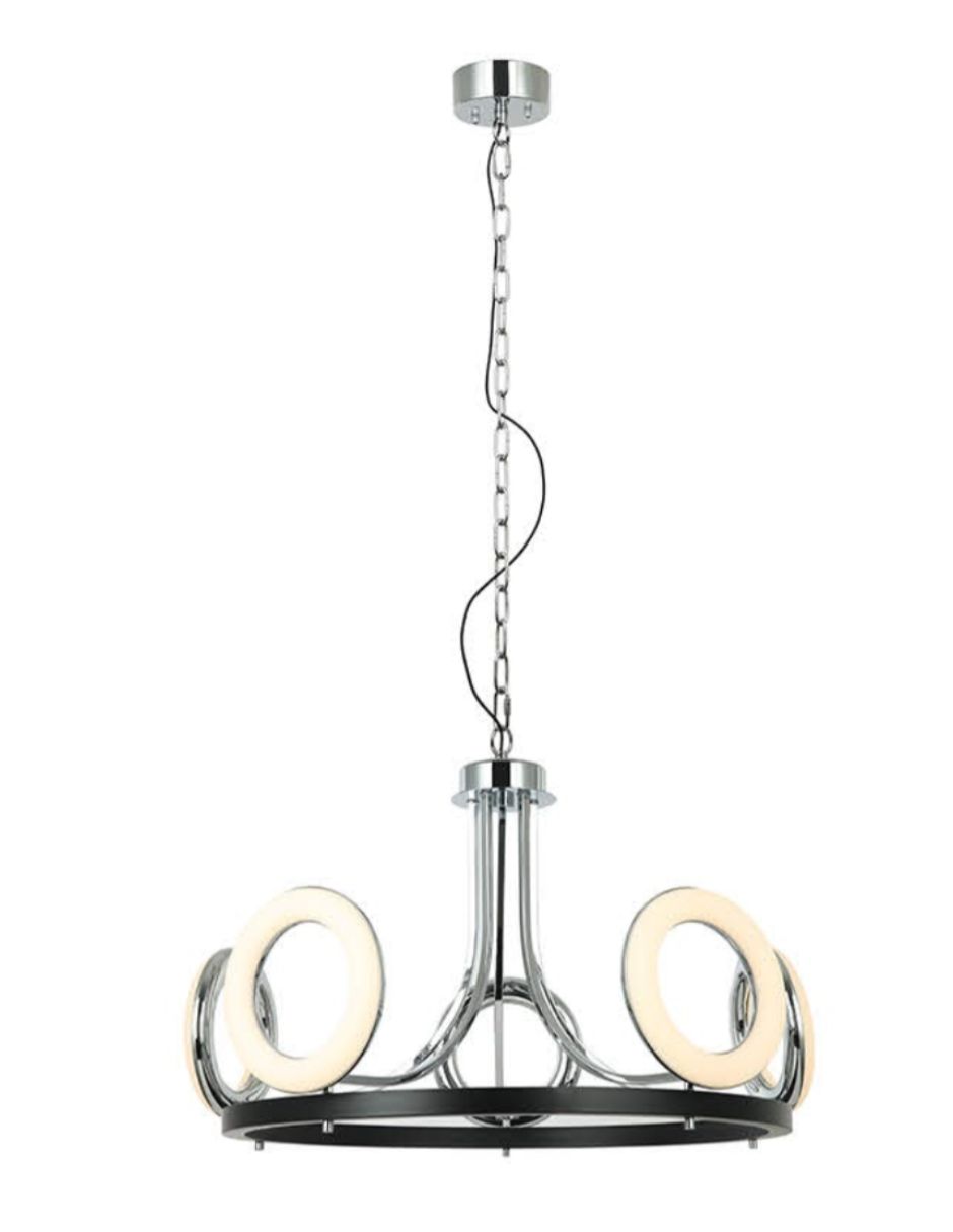 Lámpara colgante Candil Areca de 5 luces LED de 30W en color Plateado
