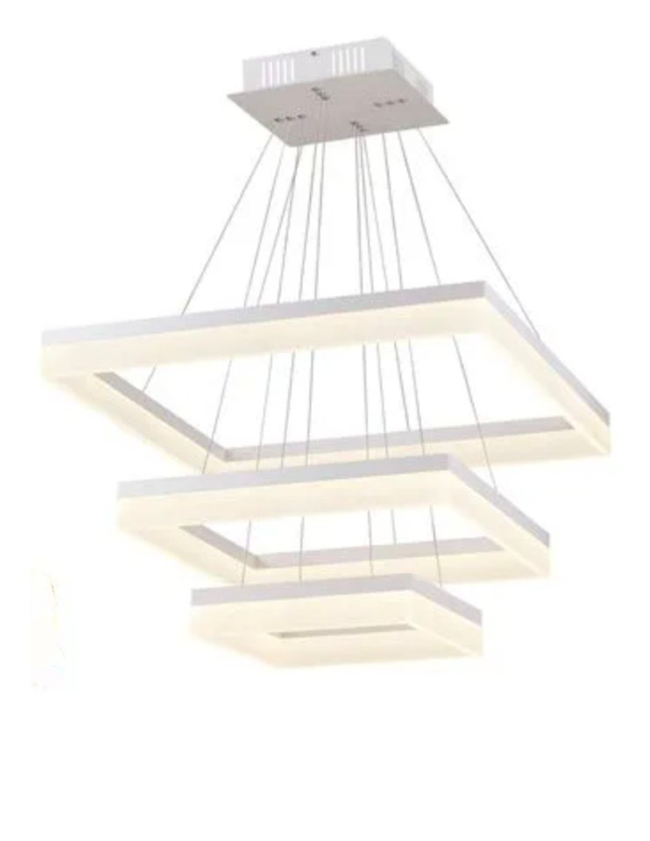Candil Estela 3 Cuadrados Iluminación Luz Vic Blanco