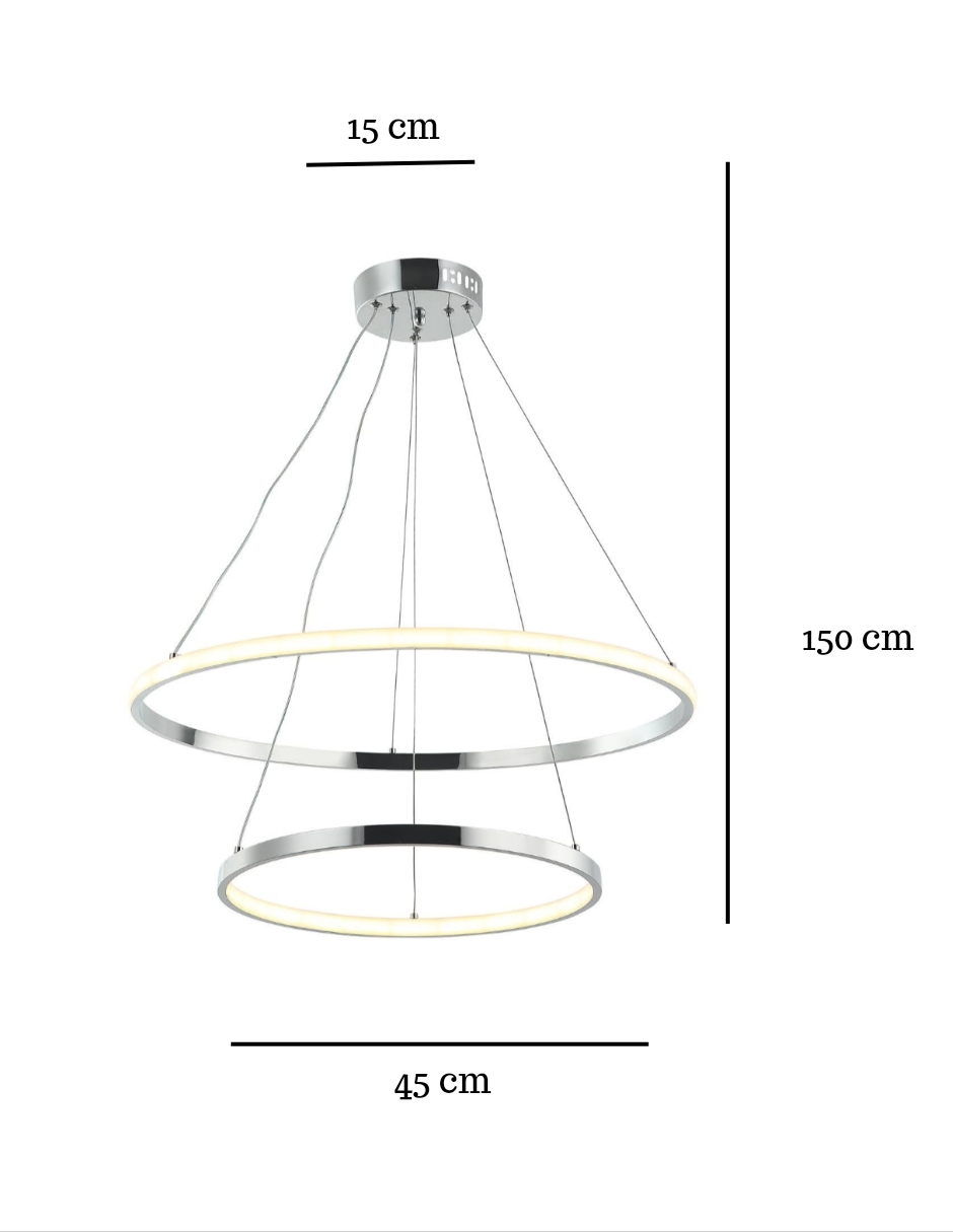Foto 4 pulgar | Candil Colgante 2 Aros Led