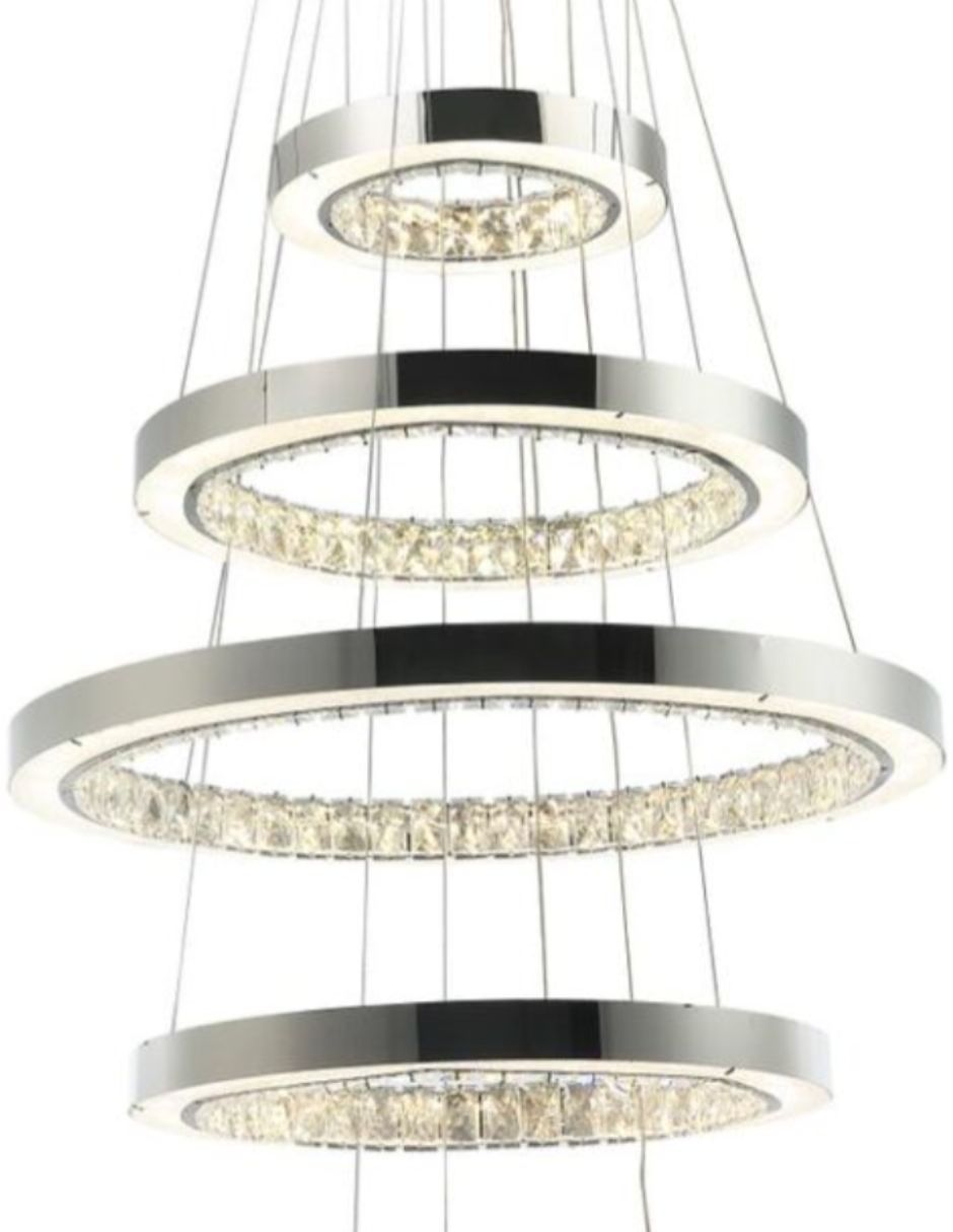 Foto 2 | Lámpara colgante Cromada Roxana de 5 Aros con 5 Luces LED
