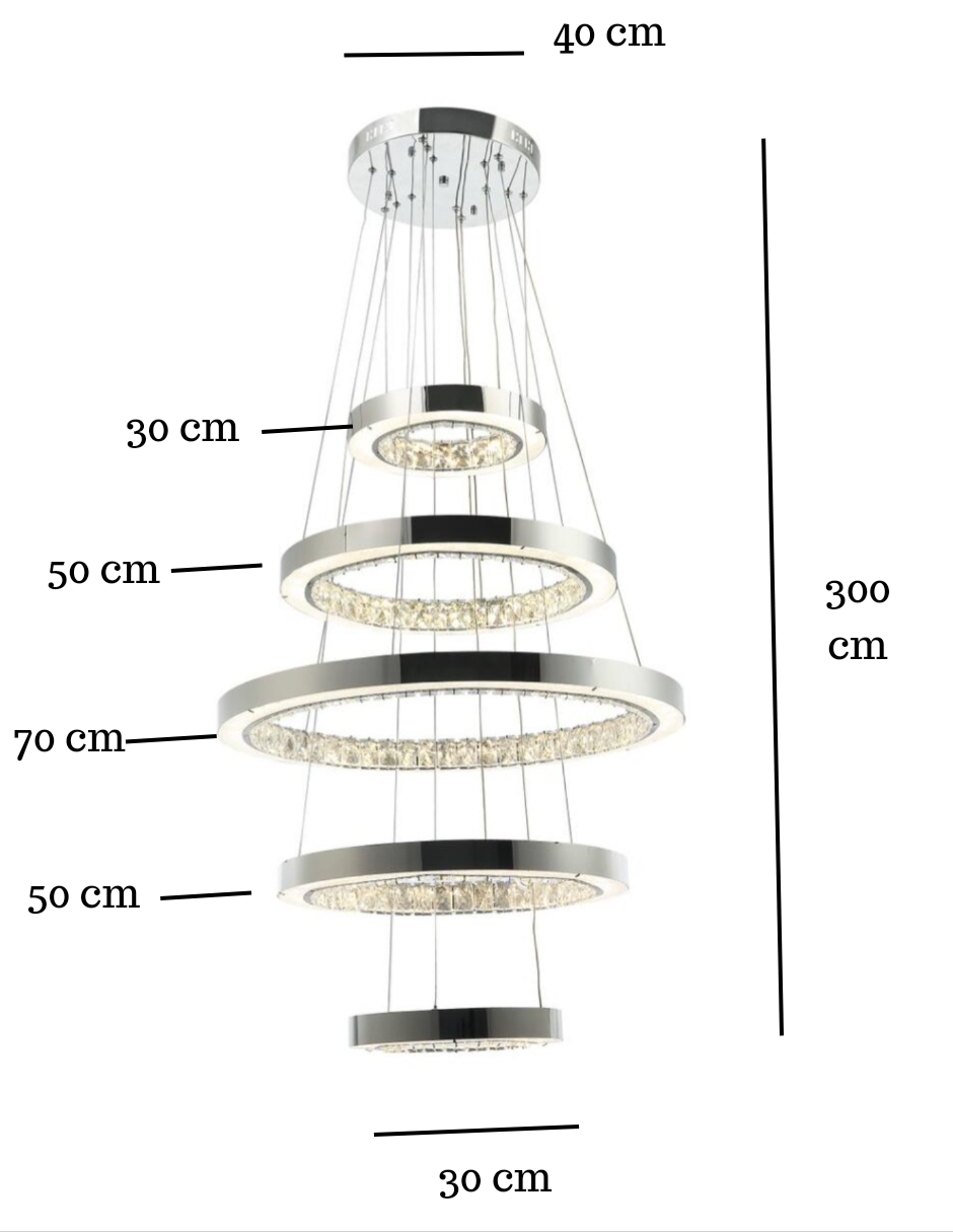 Foto 3 | Lámpara colgante Cromada Roxana de 5 Aros con 5 Luces LED