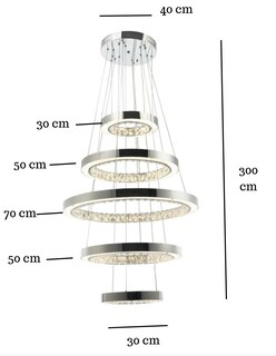 Foto 3 | Lámpara colgante Cromada Roxana de 5 Aros con 5 Luces LED