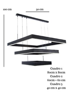 Foto 3 | Candil Estela Iluminación Luz Vic 3 Cuadrados Negros