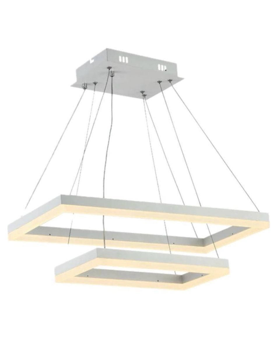 Candil Estela 3 Cuadrados Iluminación Luz Vic Blanco