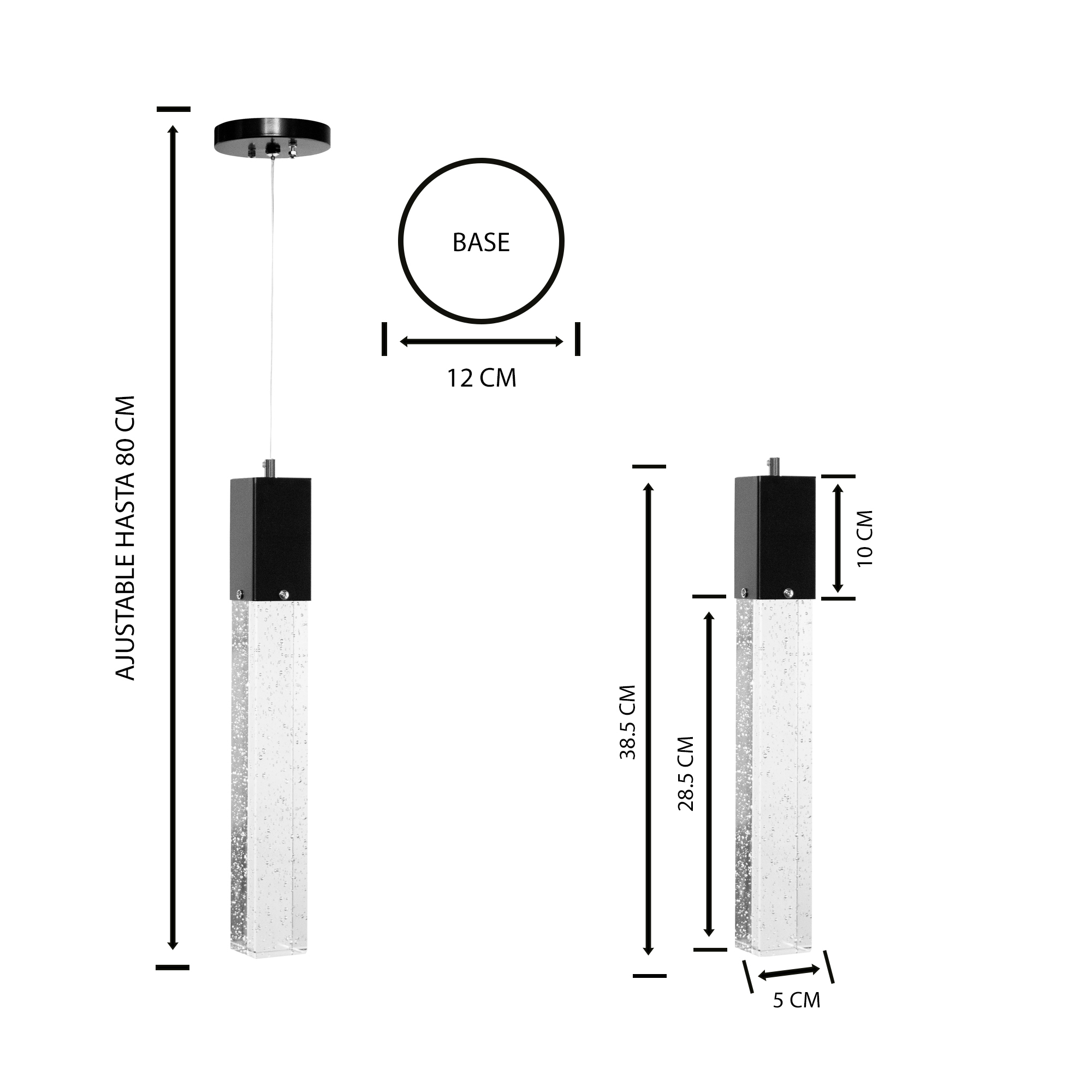 Foto 5 pulgar | Lámpara Colgante Led Cristal Cortado Star De 1 Luz Ajustable Bk