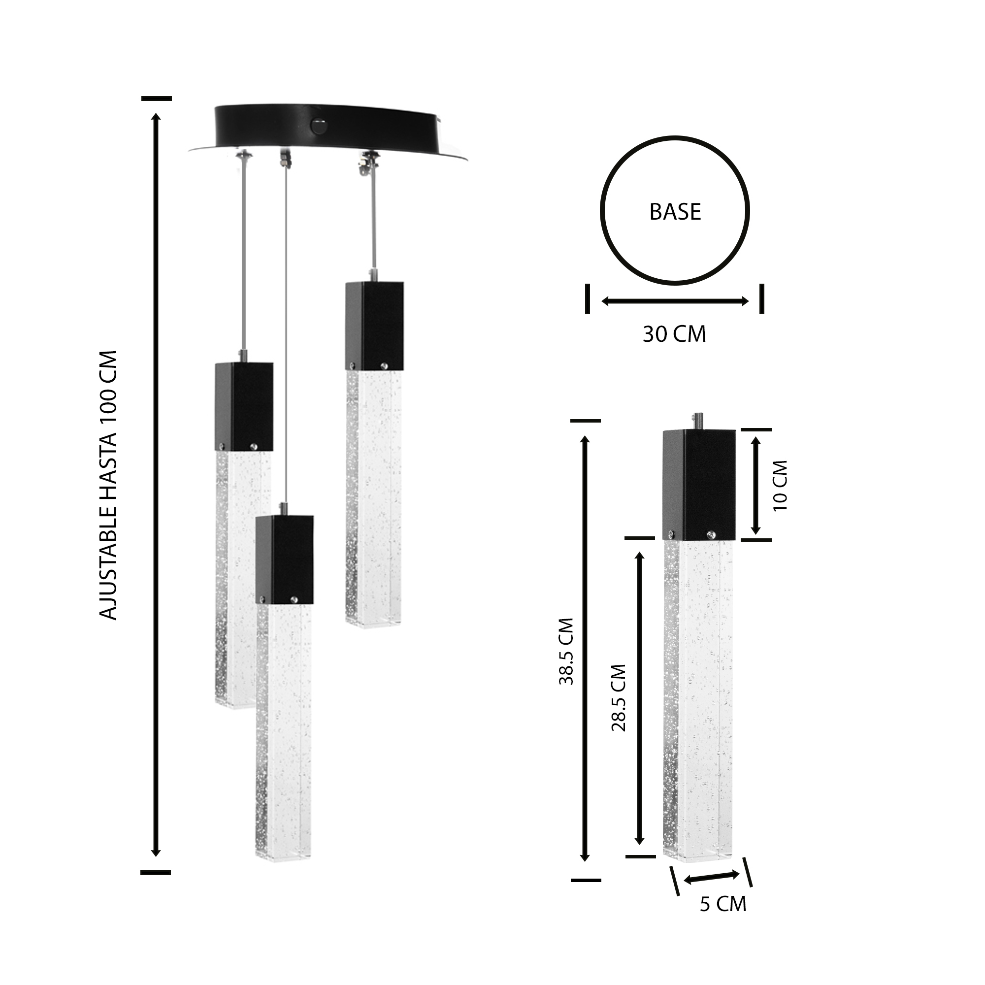 Foto 7 pulgar | Lámpara Colgante Led Star De 3 Luces E Iluminación Ajustable Bk