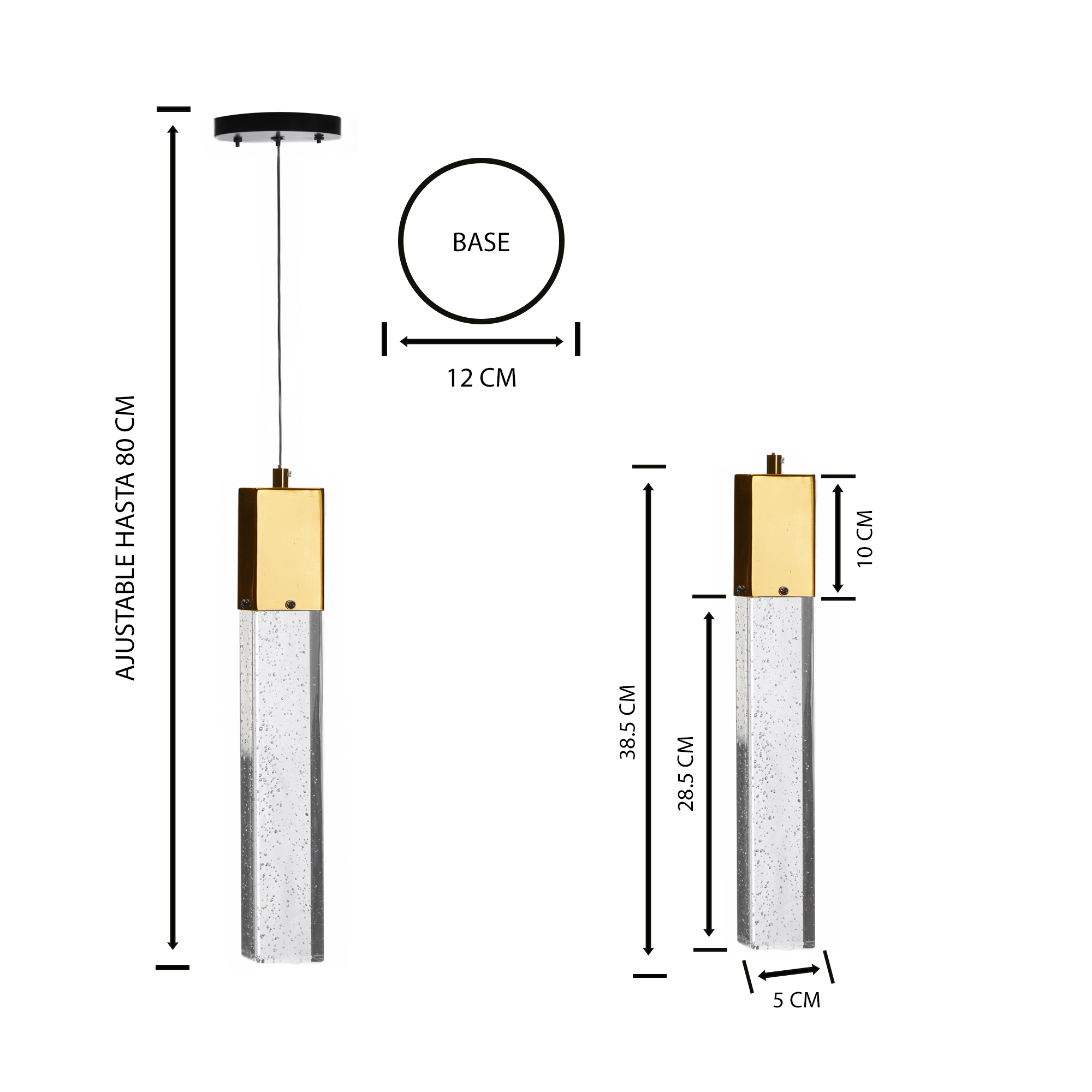 Foto 7 pulgar | Lámpara Colgante Led Cristal Cortado Star De 1 Luz Ajustable Gd