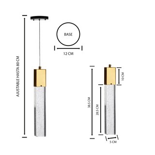 Foto 6 | Lámpara Colgante Led Cristal Cortado Star De 1 Luz Ajustable Gd