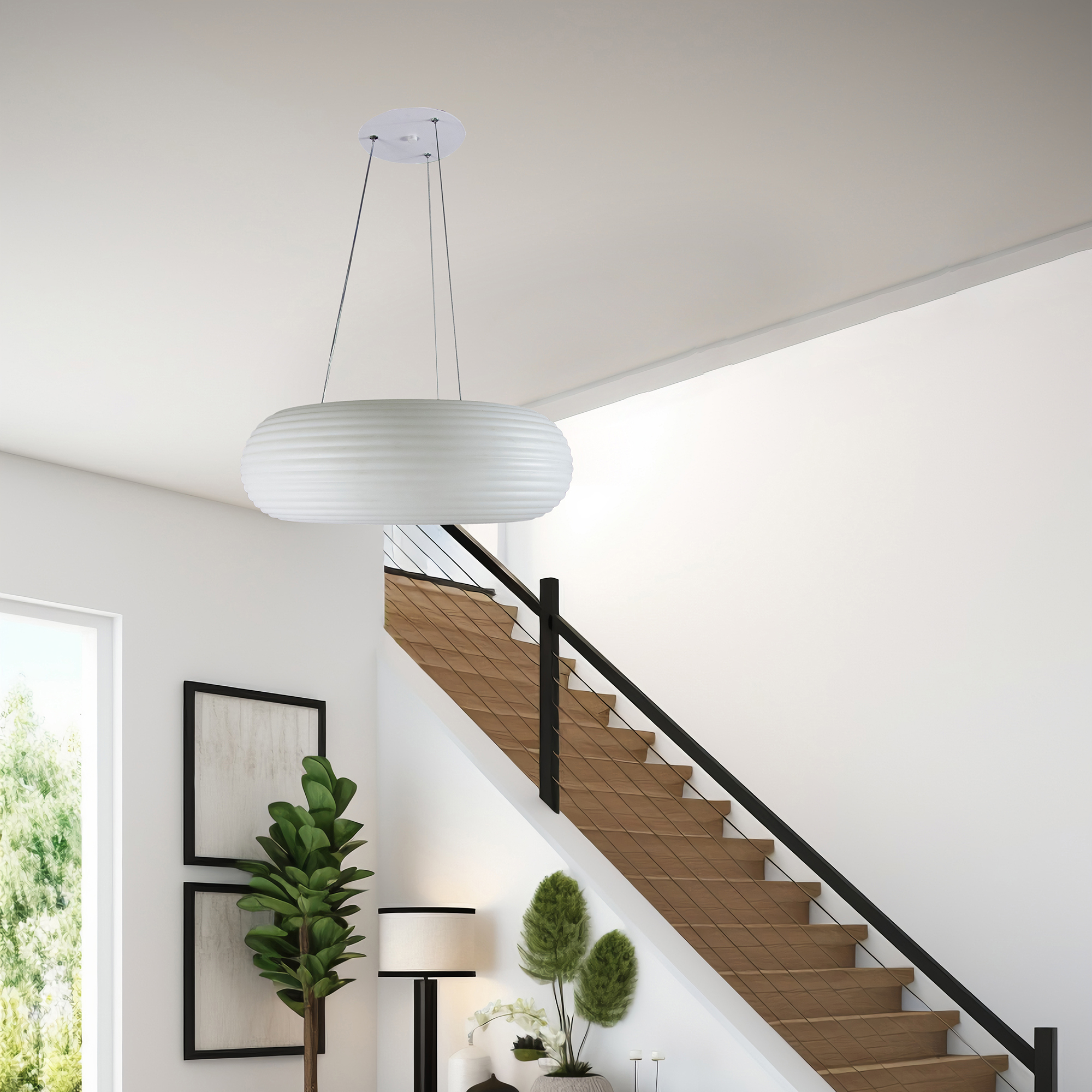 Foto 4 pulgar | Candil Colgante De Luz Led Ajustable Cosmos Circular Blanco