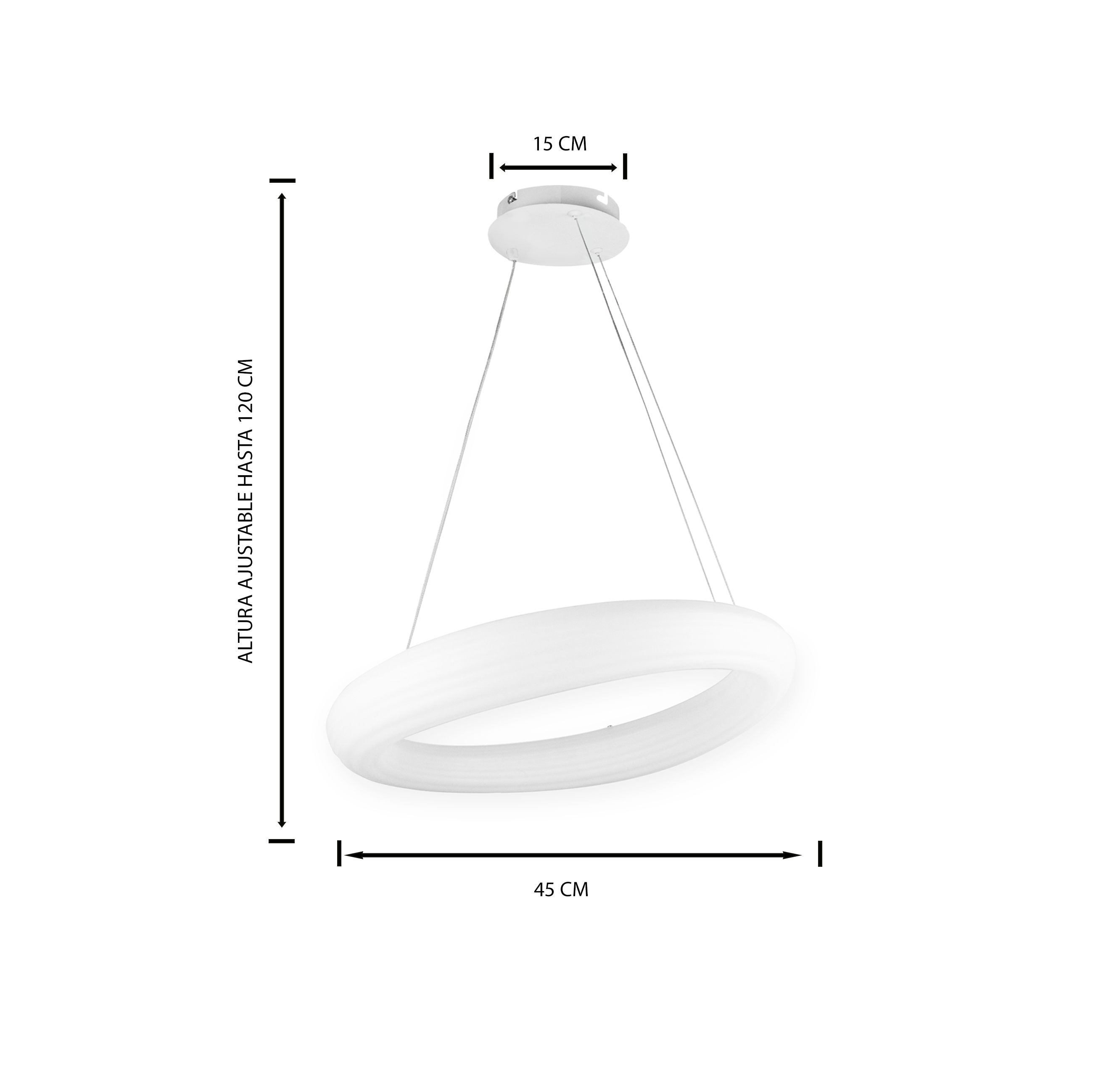 Foto 7 pulgar | Candil Colgante Con Luz Led Ajustable Cosmos Aro Blanco