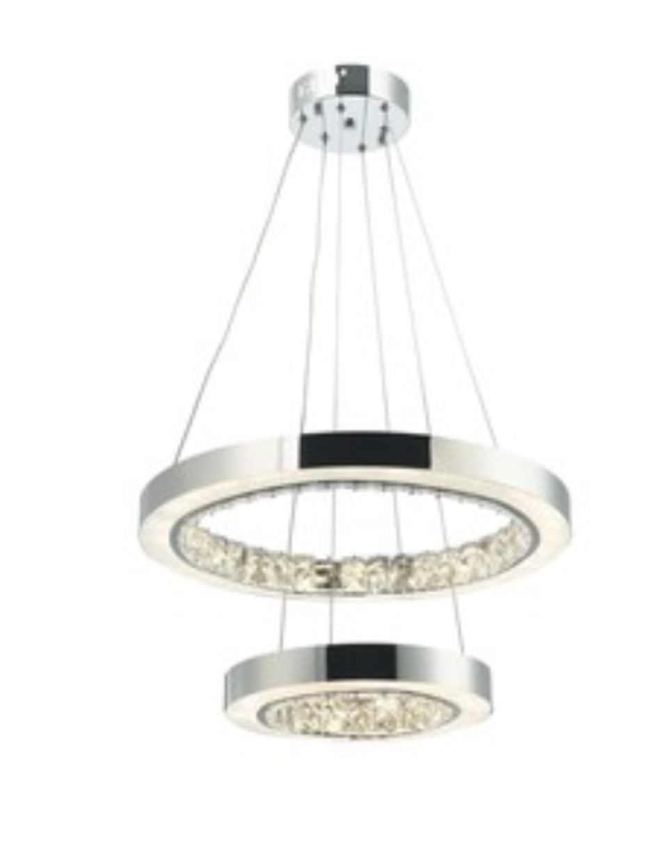 Foto 2 pulgar | Candil Cromado Roxana 2 Aros Iluminación Luz Vic
