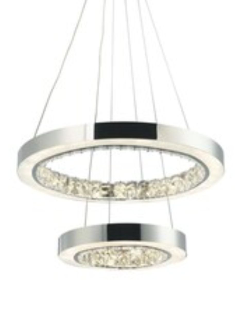 Foto 3 pulgar | Candil Cromado Roxana 2 Aros Iluminación Luz Vic