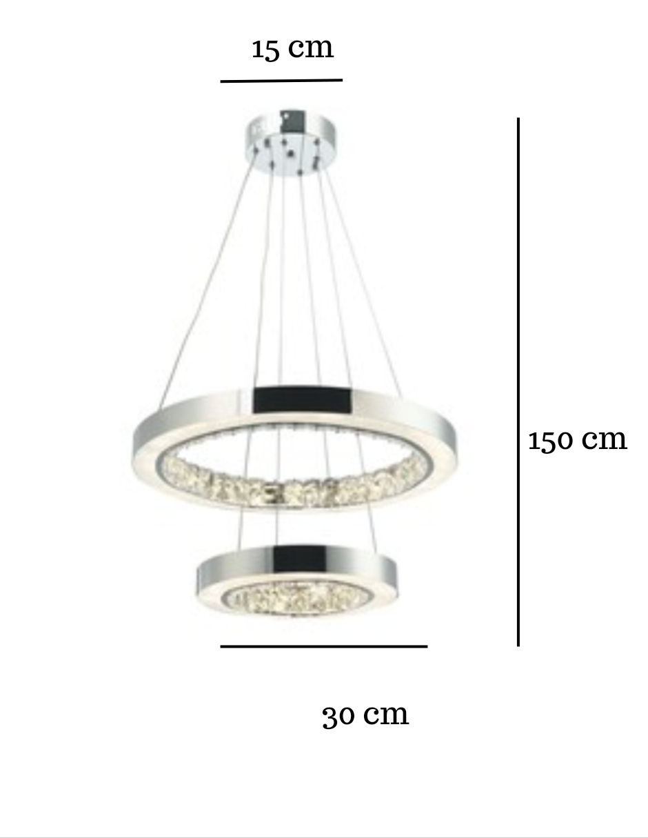 Foto 4 pulgar | Candil Cromado Roxana 2 Aros Iluminación Luz Vic