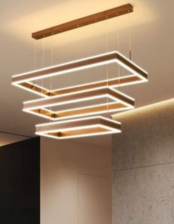 Foto 2 | Candil de Madera con 3 Rectángulos y 3 Luces en Color Marrón