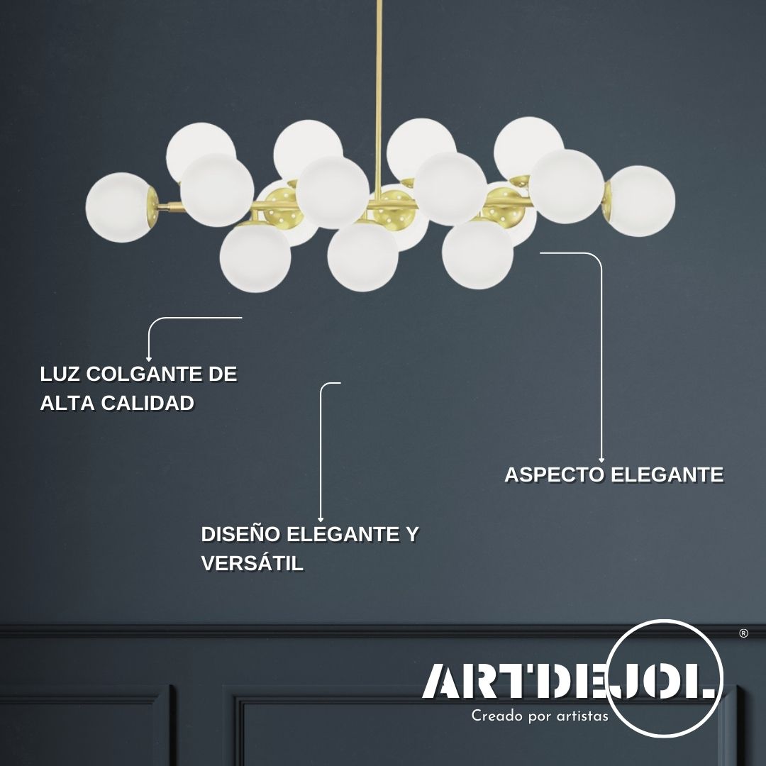 Foto 2 | Candelabro Dorado 16 Esferas 150*230 Mm Decoración para sala, comedor, cuarto de TV, escaleras.