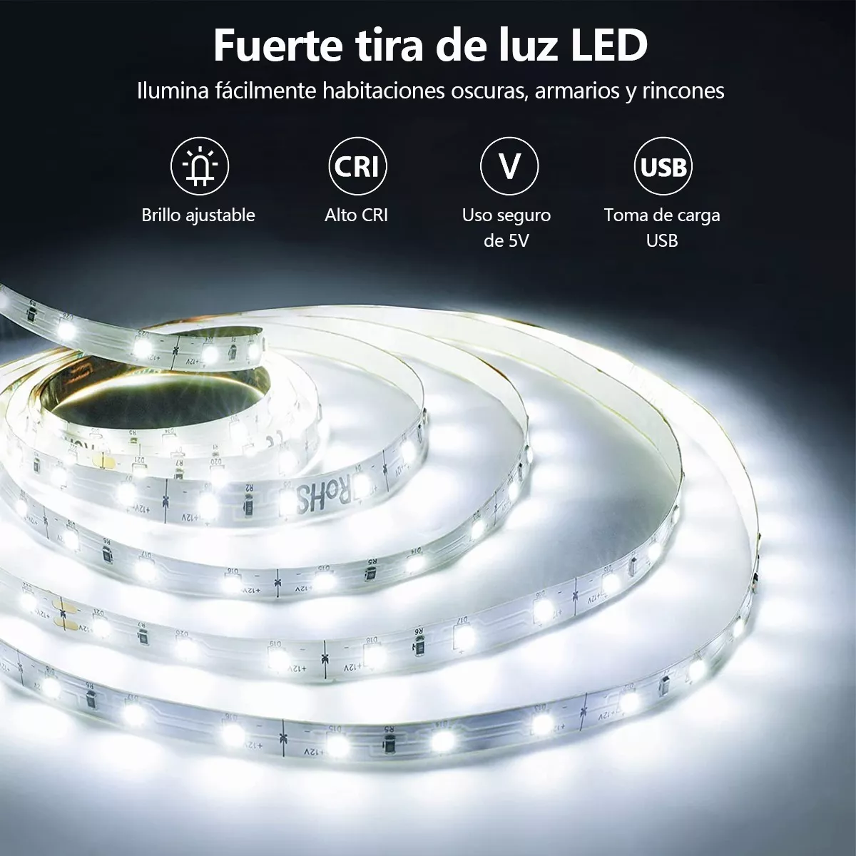 Foto 5 pulgar | Tira LED Eo Safe Imports Esi-8073 de Luz Blanca Decoración 2 Rollos 5 m Blanco